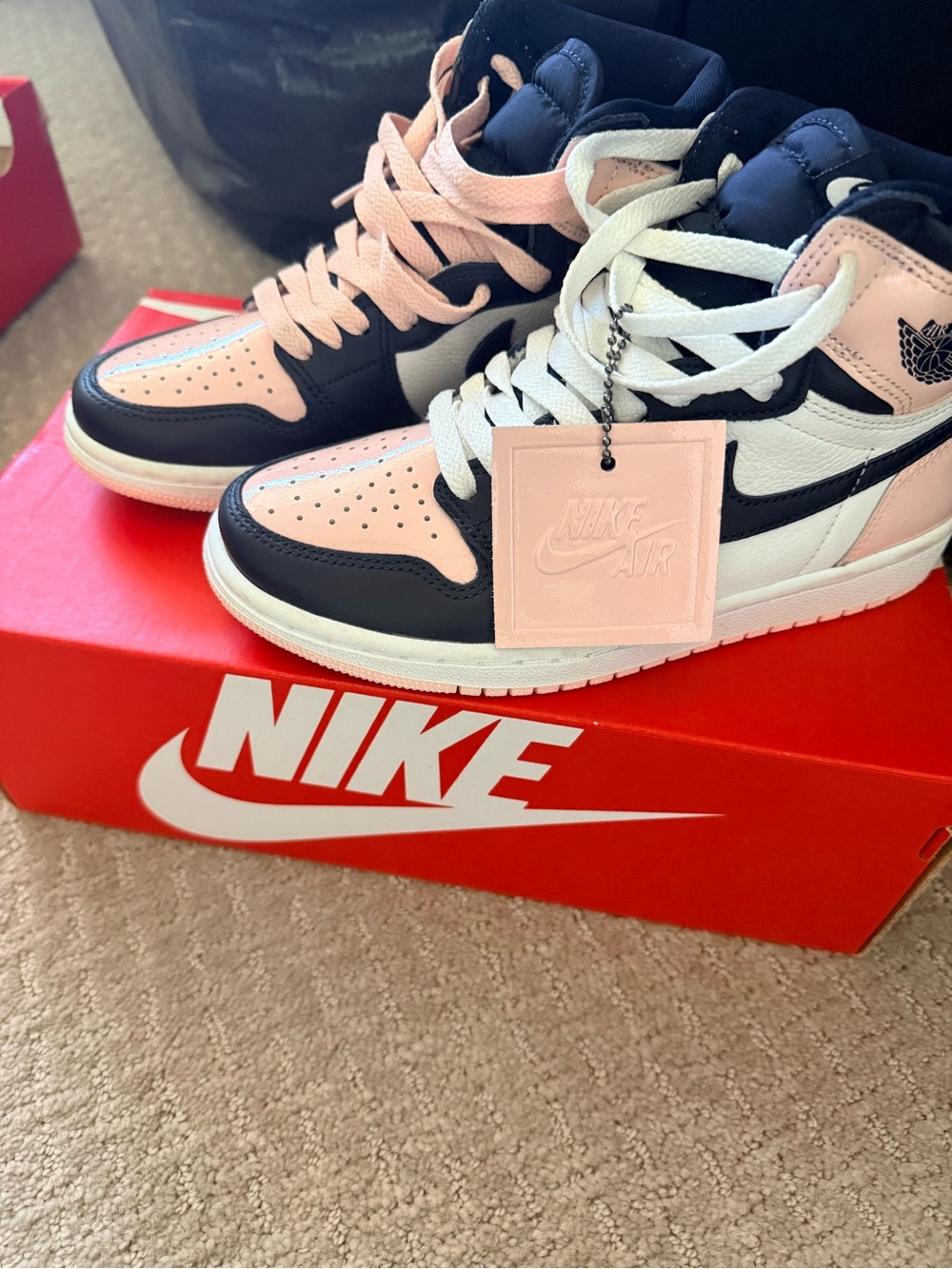 Nike Kids iridescent Pink, Midnight Blue and White High-Top Sneakers